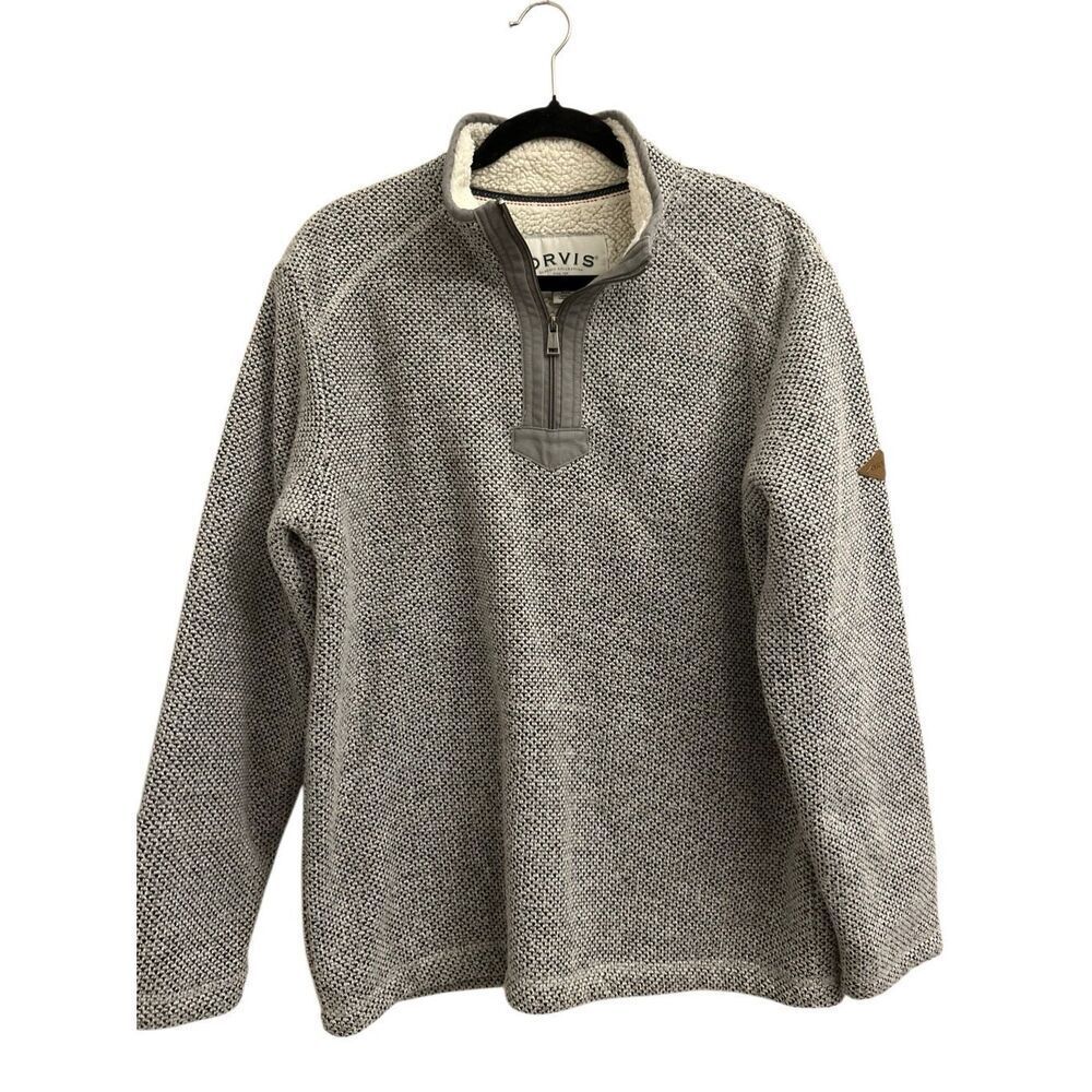 Orvis Brighton Men's Sherpa Lined Pullover Sz M EUC 1/4 zip